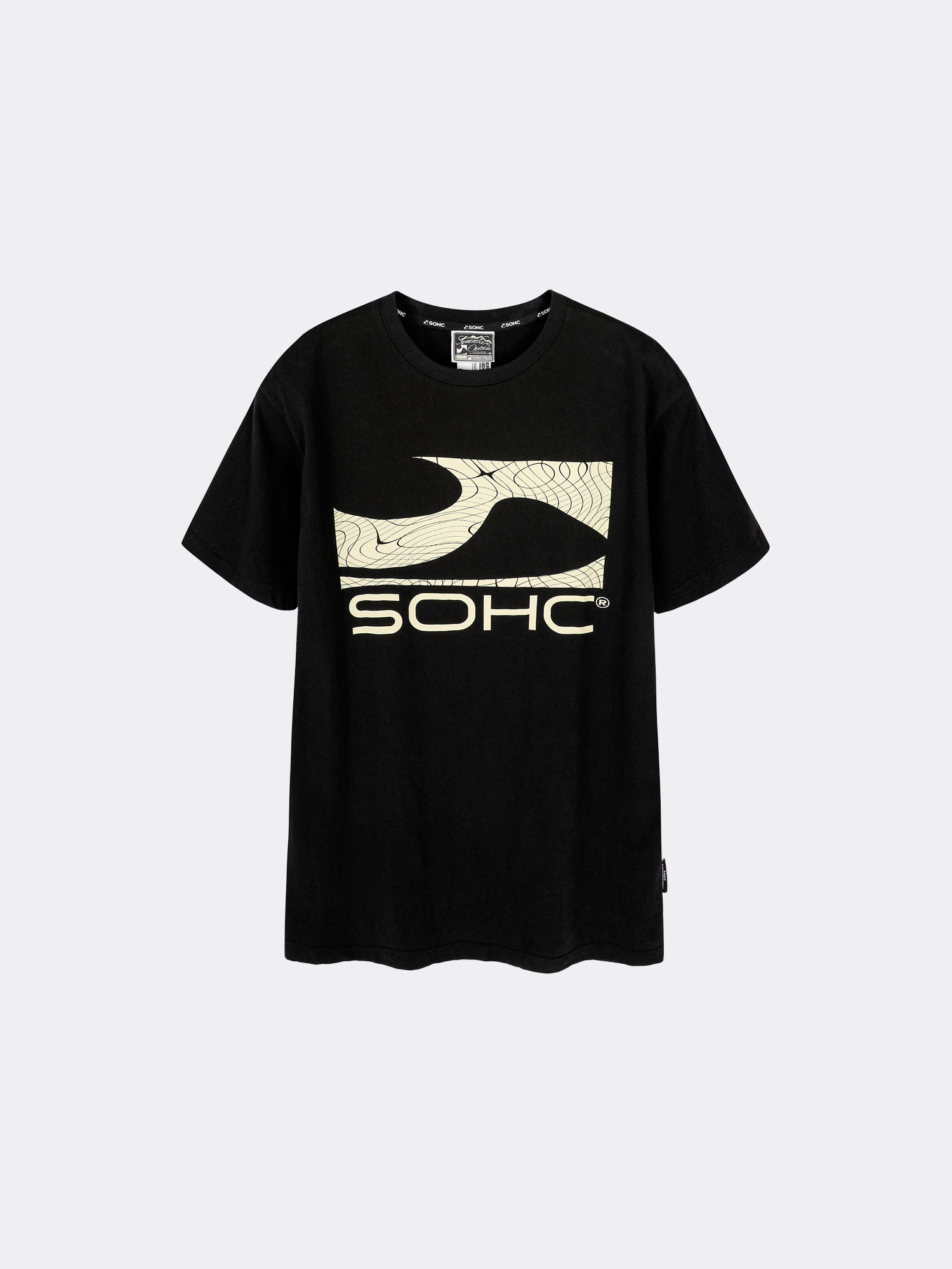 SOHC GEOMETRIC LINE LOGO T-SHIRT-BLACK