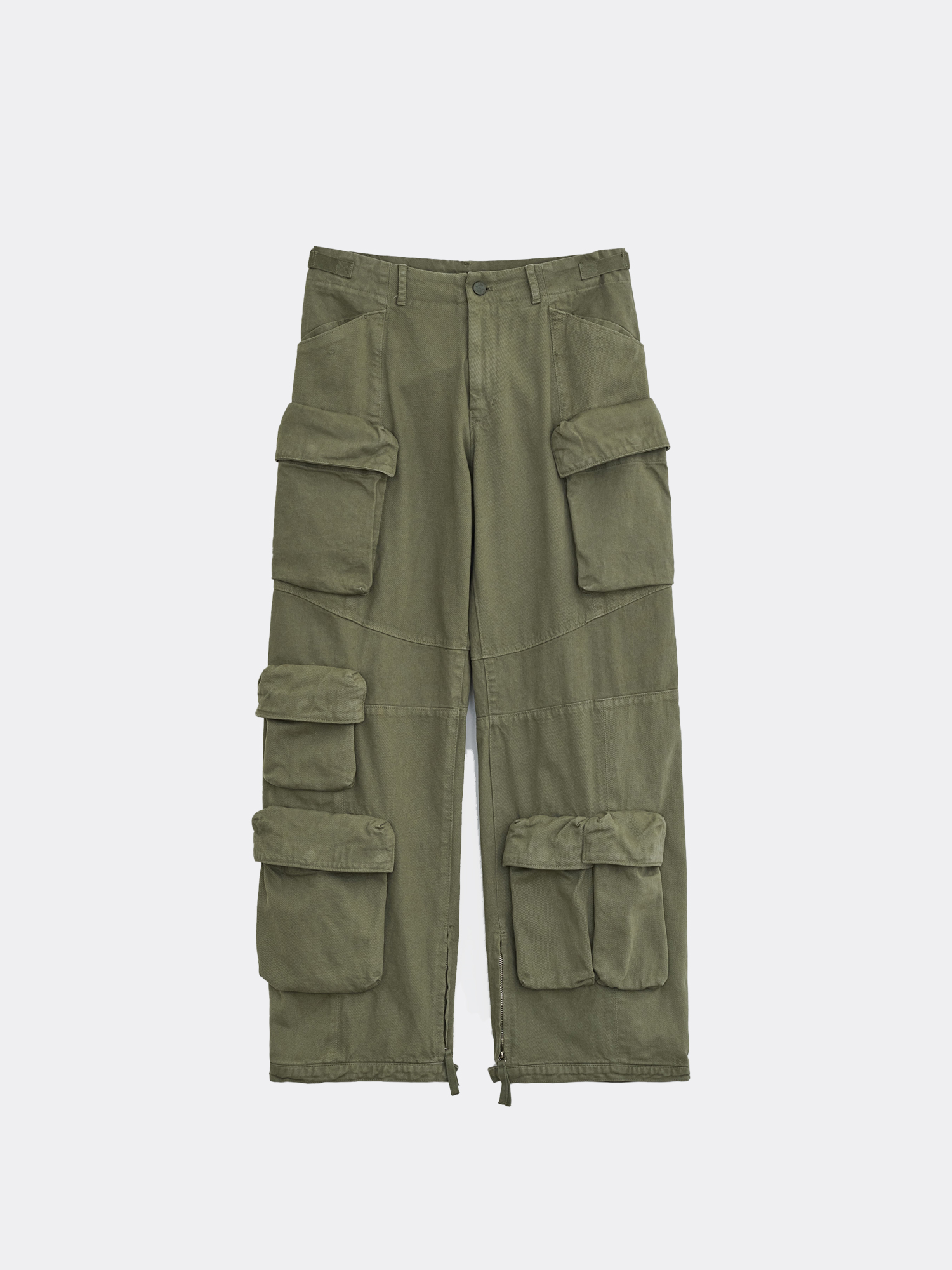 EE GARMENTS DYED UTILITY CARGO PANTS-OLIVE