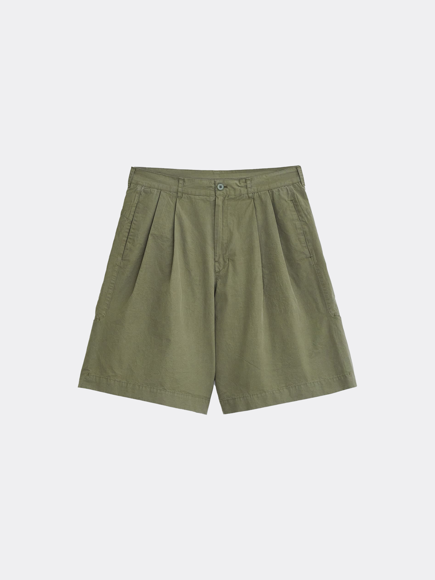 EE GARMENTS DYED COTTON CARGO HALF PANTS-OLIVE
